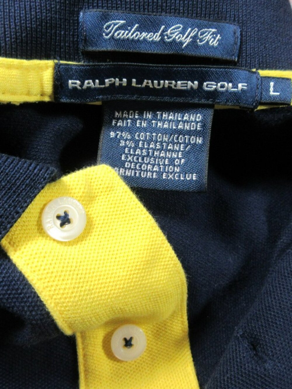 Ralph Lauren Golf womens navy big gold pony tailored BMW Championship polo L - Picture 3 of 5